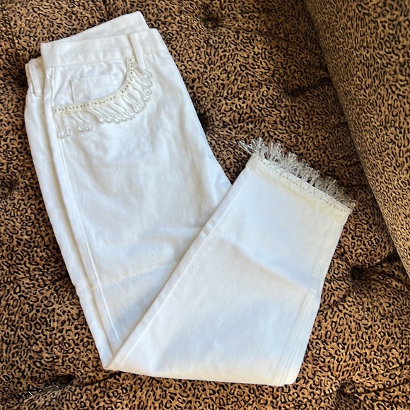 JUICY COUTURE BLACK LABEL White Fringe Embellished Boyfriend Jeans Size 26. - Picture 10 of 10